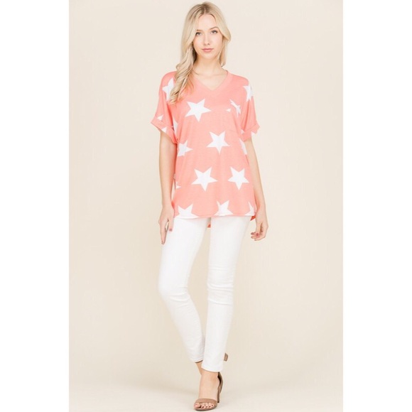 Star print orange top - Picture 6 of 6